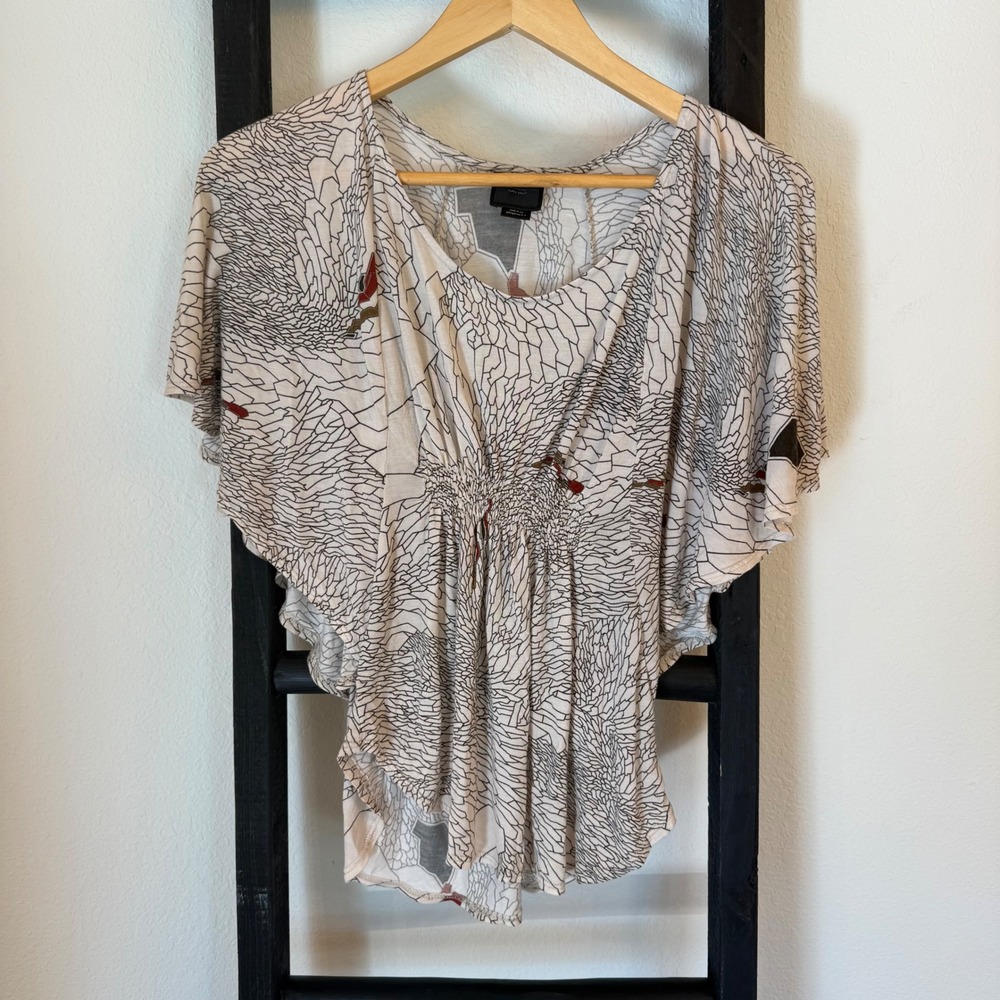Anthropologie Delettaโ xtra Soft Womens Butterfly Sleeve Gathered Waist USA